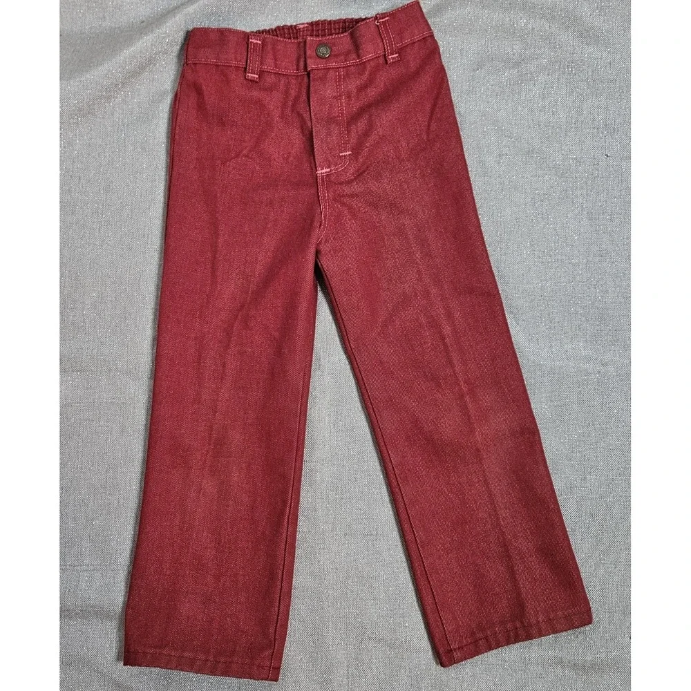 Vintage 70s JCPenney Super‎ Denim Pants Girls Size 5 Red